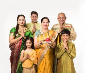 family doing Govardhan Puja 
