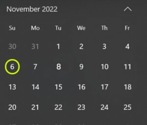 November Calendar 2022