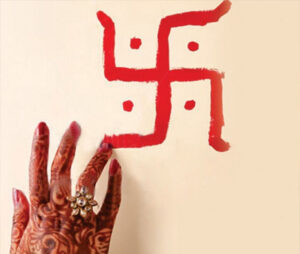 Swastik making with hand