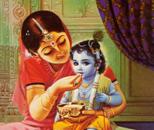 Lord Krishna with her mother